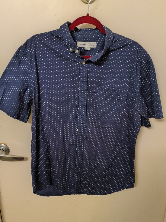 Old Navy Other - Old Navy Men's Navy Blue Short-Sleeve Dot-Print Button-Down Shirt